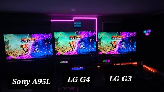 SIDE BY SIDE COMPARISON OF THE LG G4, SONY A95L AND LG G3. INTIAL EXAMPLES I UP FRONT NOTICED.