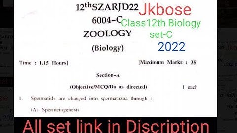 Jkbose class 12th Biology paper set-C 2022 (summer zone ) #jkbose #class12thbiology