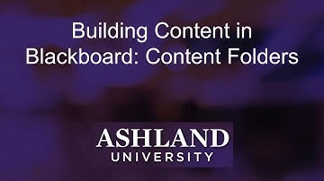 Building Content in Blackboard Content Folders