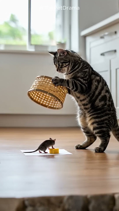 Funny! Mouse didn’t see it—cat drops the trap fast? #cat #catandmouse #trending