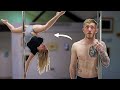 Gymnast tries 'POLE DANCING' ft Bendy Kate