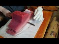 생 참다랑어 (本マグロ) 뱃살 블럭 손질 영상 Thunnus orientalis SASHIMI