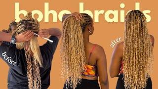 IT’S GIVING SEW IN!! ✨VIRAL Boho Braids w HUMAN Hair Install | cheymuv
