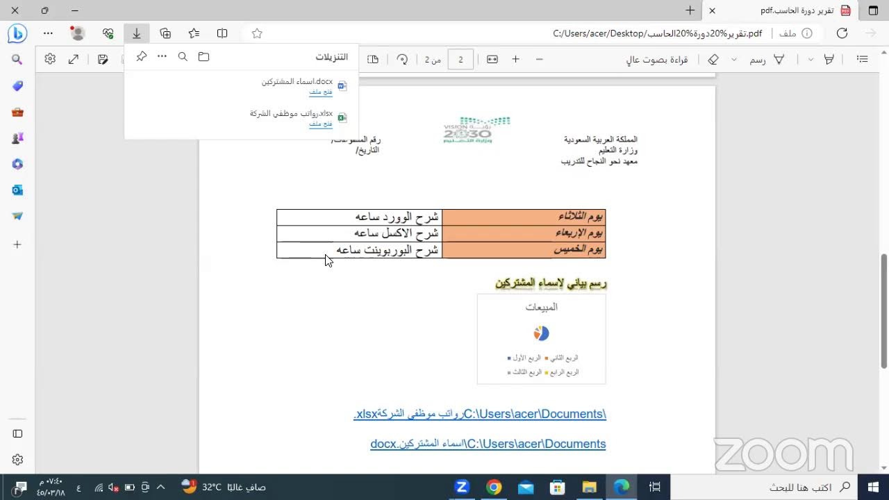 دورة الحاسب الآلي في الأعمال المكتبية مع المدربة رحمة الزهراني / اليوم الأول