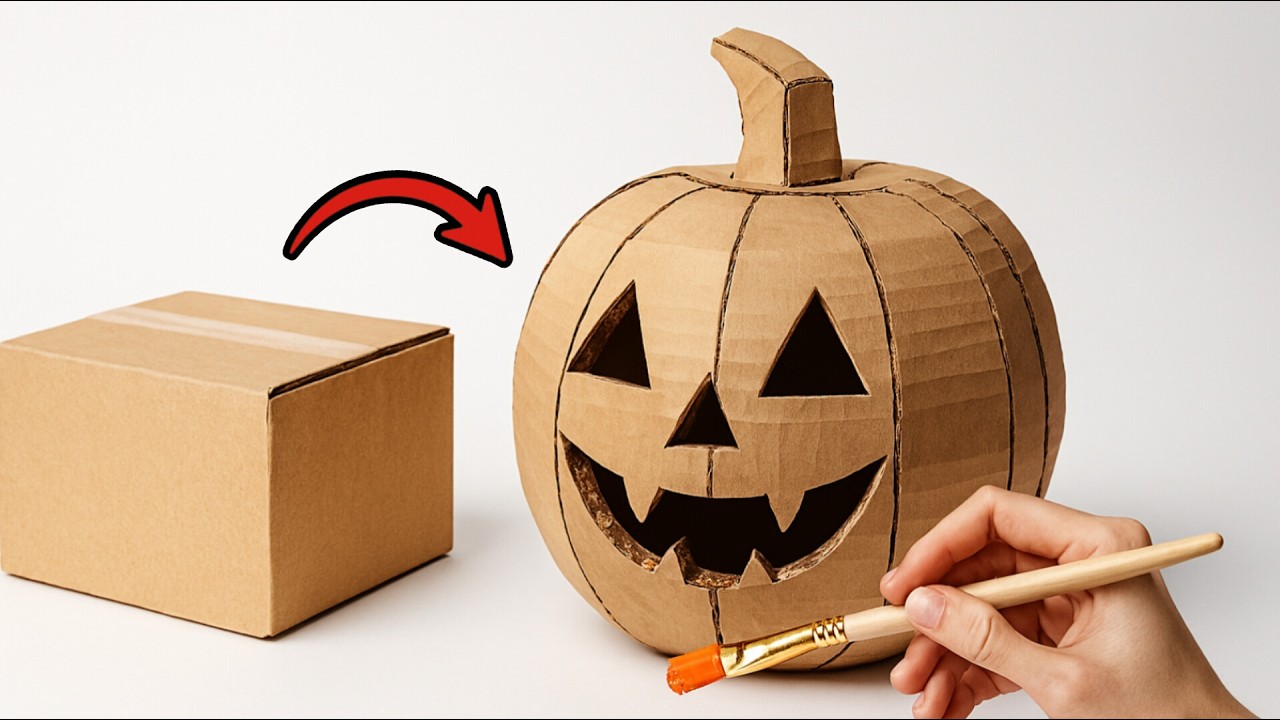How to Make a Halloween Pumpkin from Cardboard 🎃  Easy DIY Craft