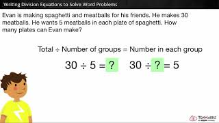 Writing Division Equations to Solve Word Problems: 3.OA.3