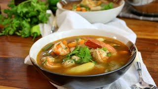 Soupe Poulet Crevettes aux légumes