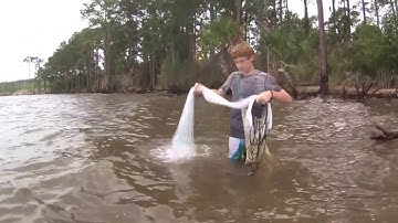 Rough water cast net fishing (RED FISH!)