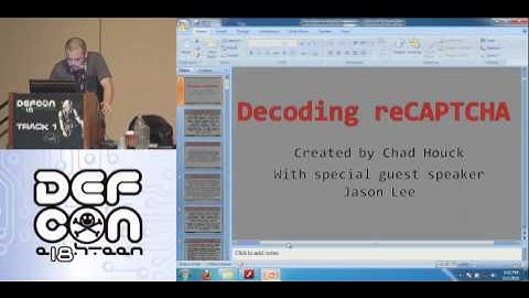 DEFCON 18: Decoding reCAPTCHA 3/3