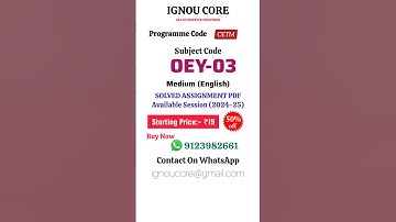 OEY 03 Solved Assignment PDF 2024-25 in English, CETM program OEY-03 Solved assignments