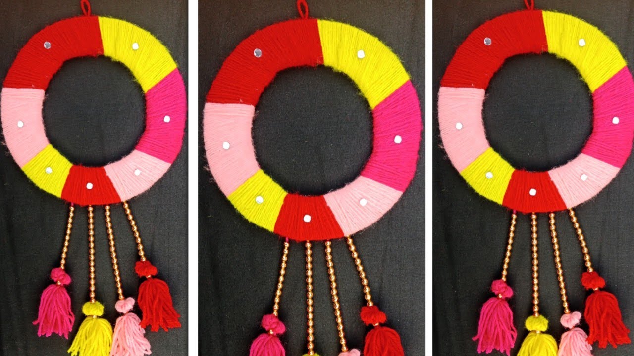 Beautiful wool craft woolen/ Easy Wall Hanging/ Home Decor Idea #threadwork #wallhanging #homedecor 