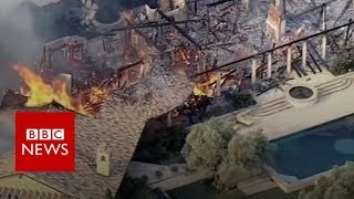 Mass evacuations have taken place in california and the state's
governor has declared an emergency as fire-fighters battled to control
blazes. please sub...