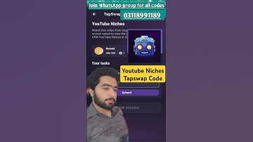 Youtube Niches Tapswap Code || Tapswap Code Today #shorts #tapswap #mrsaif