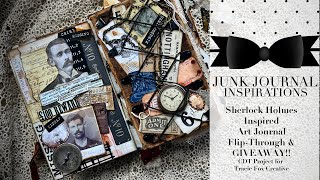 Sherlock Holmes Inspired Art Journal Flip Thru CDTP for Tracie Fox Creative Ad Feature @JunkJournalInspirations