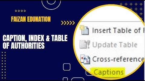 Microsoft Office Reference Tab Class-2 Caption, Index & Table of Authorities