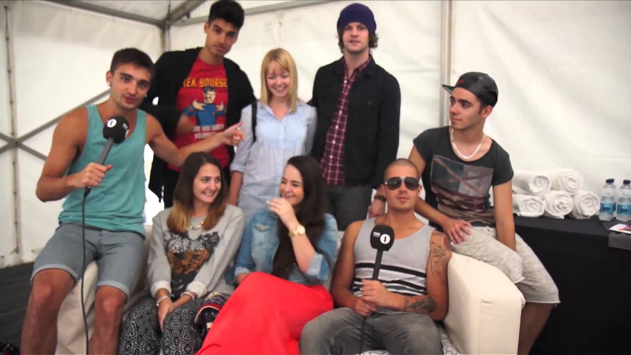 The Wanted & Lawson backstage for The Official Chart with Jameela Jamil