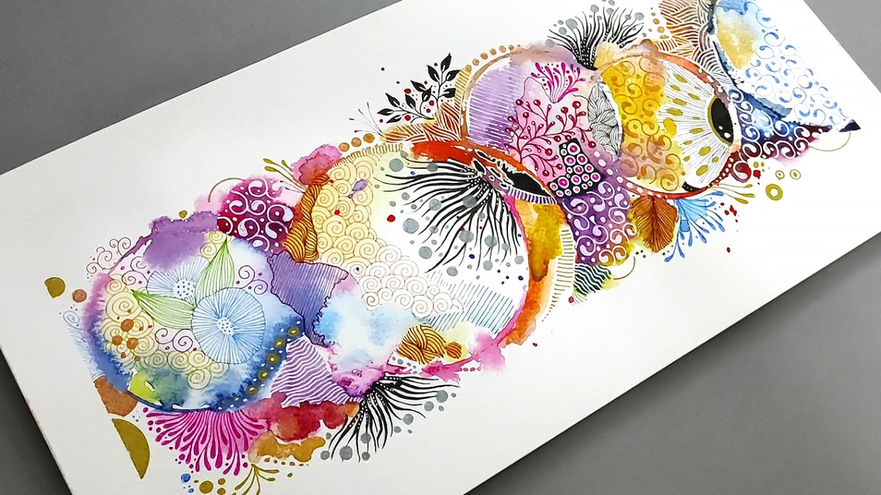 アート・デザイン・音楽 Watercolour Designs for the Poems A Gorgeous Watercolor Zentangle by Hu Art | Relaxing