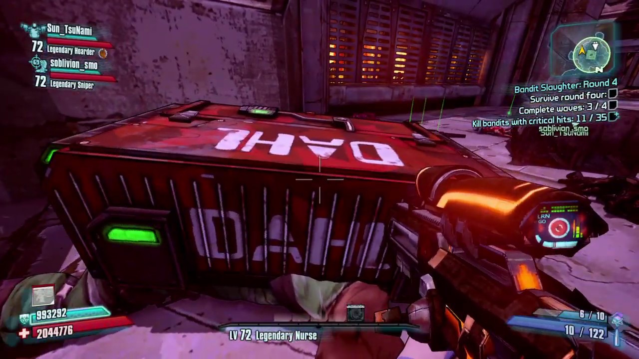 Borderlands 2 Full Nurse Maya with Thoughtlock and Friends takes on OP8 Bandit Slaughter Round 4
