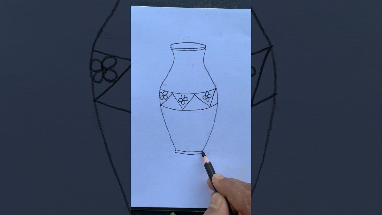 Easy Flower Vase drawing for kids 