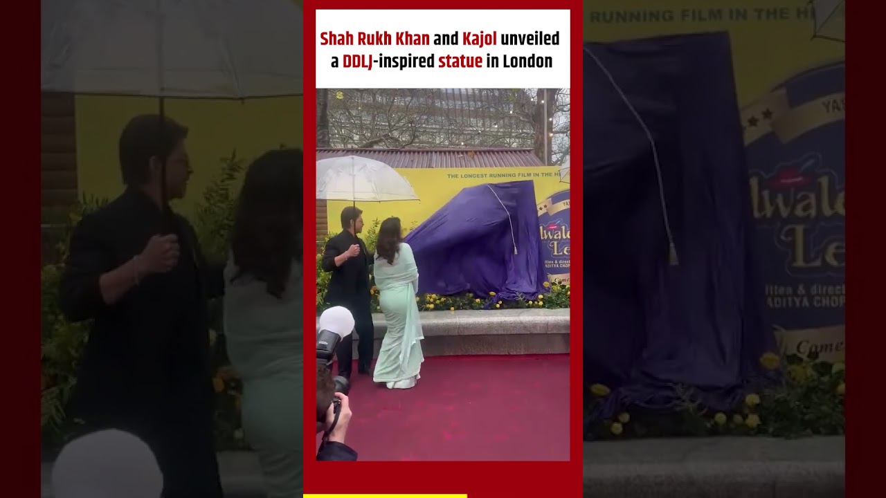 Shah Rukh Khan and Kajol unveiled a DDLJ inspired statue in London    