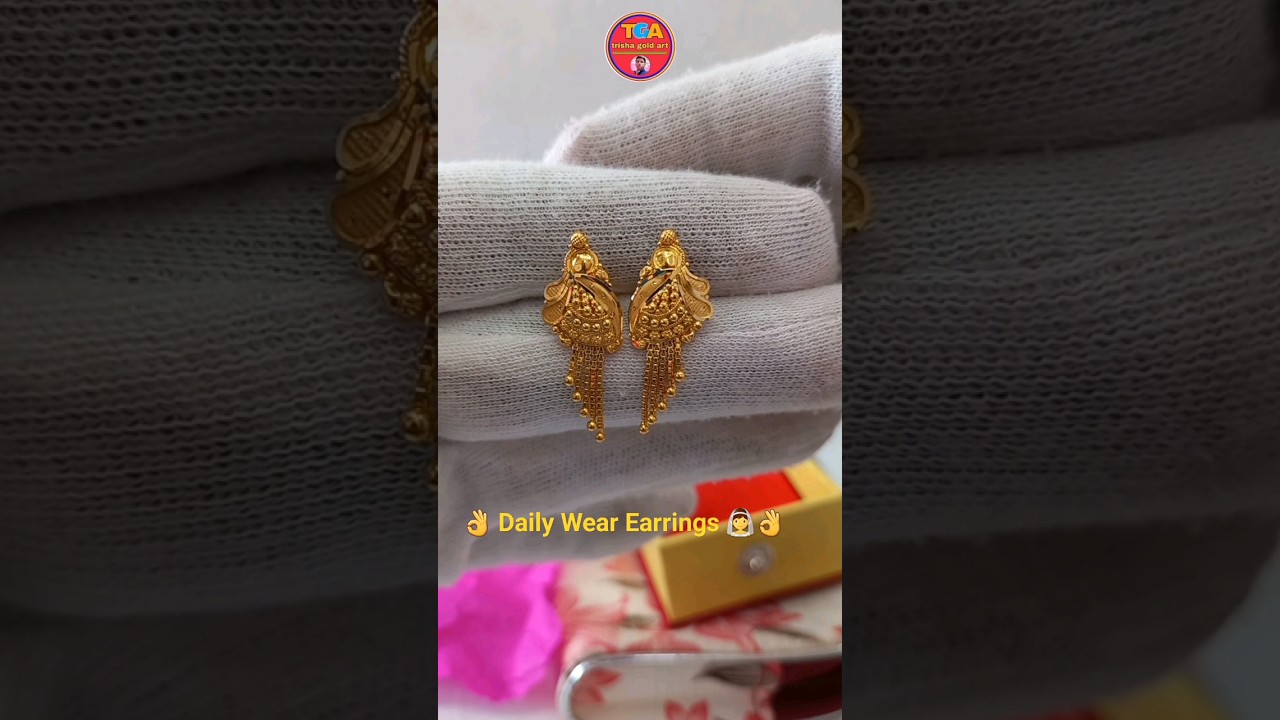 Stud Gold Earrings Design #stud #earrings #trishagoldart #short #shortvideo