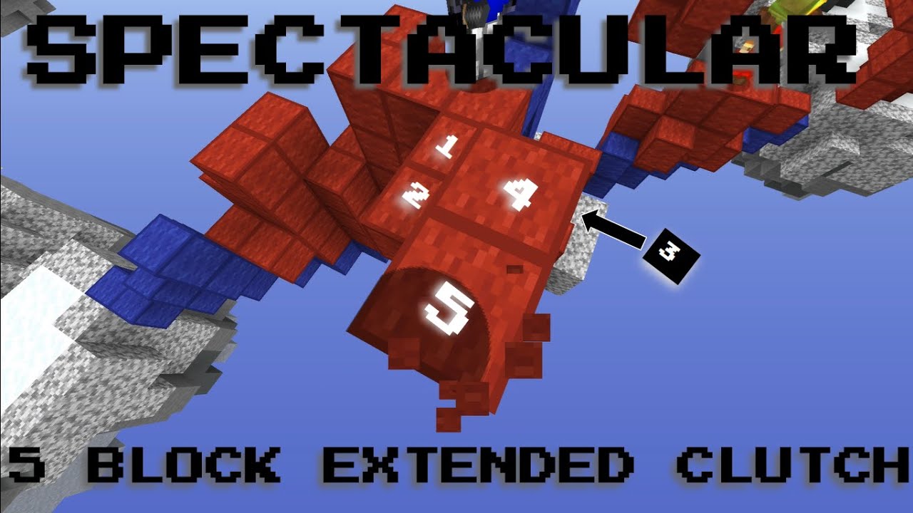 SPECTACULAR 5 block extended clutch!!! / hypixel bedwars highlights.