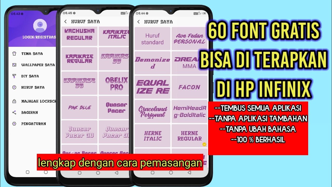 cara ganti font di hp infinix smart 5 bahasa indonesia||60 font gratis
