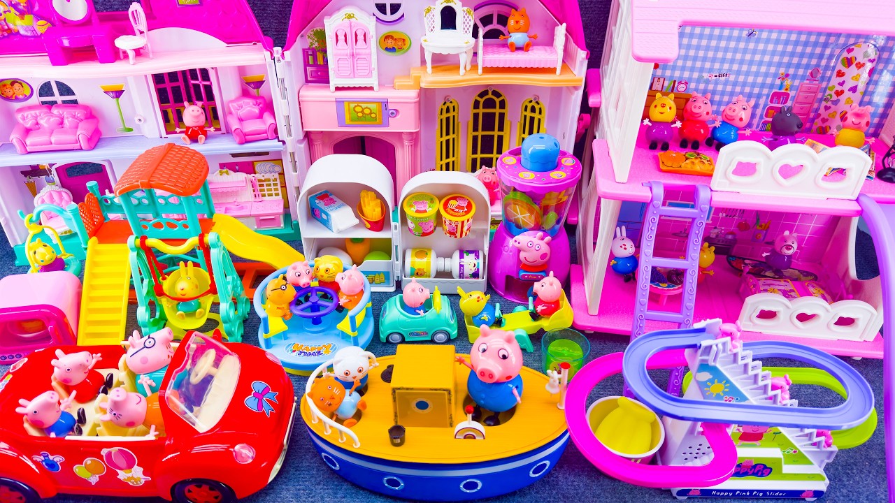 20 Minutes Satisfying Unboxing Peppa Pig Family House Toys & Playground Slide, Peppa Toys Collection