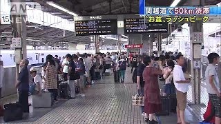 混雑ピーク　関越道渋滞50km　新幹線乗車率120％も(14/08/13)