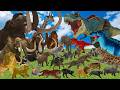 Ultimate Battle 50 Wild Animals Versus GIGA T-REX Dinosaur Epic Run Animal Revolt Battle Simulator