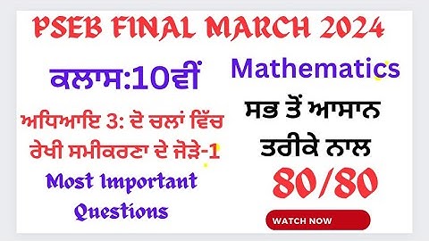 Chapter 3: Linear Equation in Two Variables-1|| Class 10th Maths ||MOST IMPORTANT QUESTIONS|| PSEB
