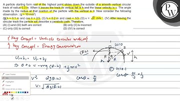 A particle starting form rest at the highest point slides down the ...
