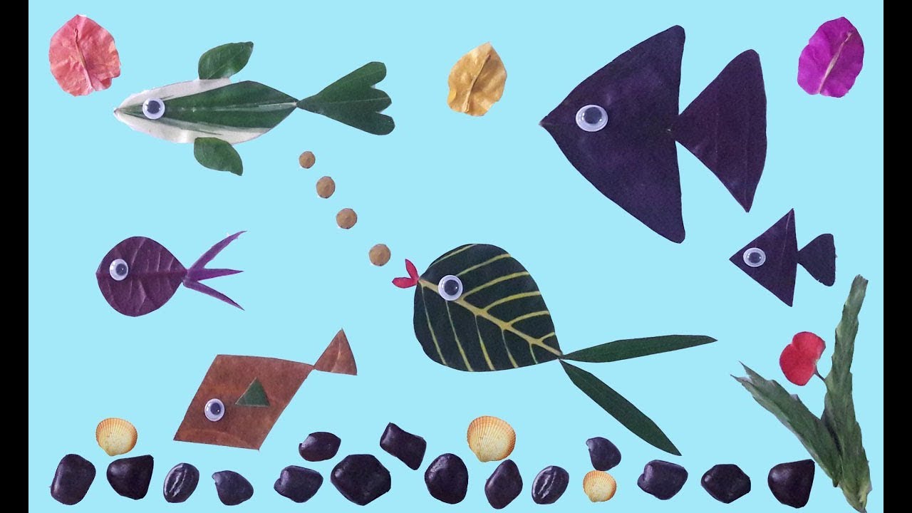 Fish Tank from LeavesSimple leaf art for Kids YouTube