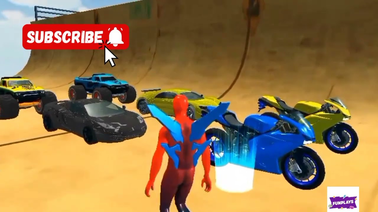 Spiderman by Fun Plays | Spiderman | Car | Car Race | Bike Race | Spiderman Race 😎