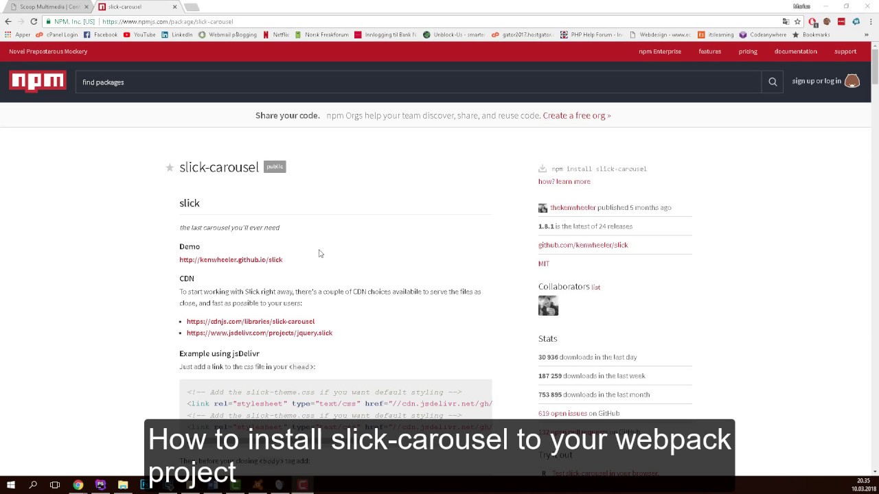 How To Install Slick With Webpacknpm