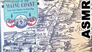ASMR Vintage Illustrated Map of Maine Coast With Landmarks and Stories ASMR old map exploration