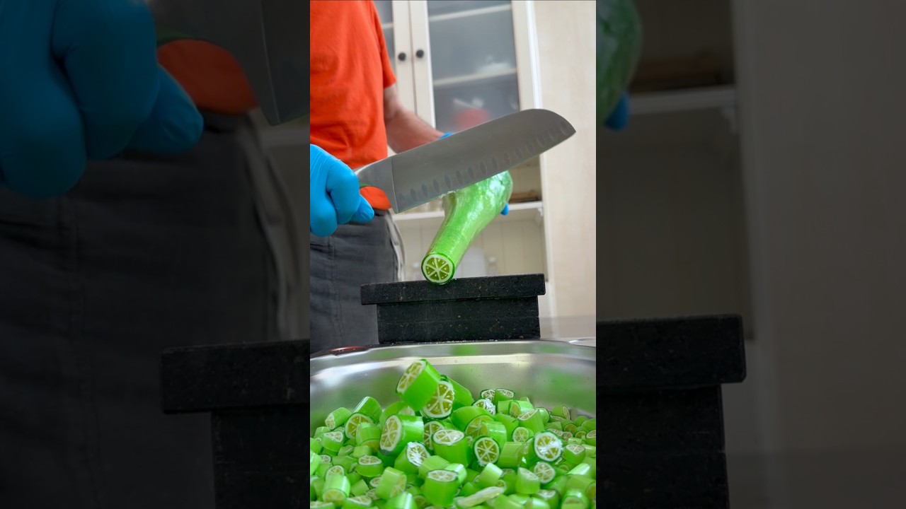 WHAT!! 🤯 I Cut a HUGE 10kg 🍋 Candy Into 1000 Tiny Pieces! #asmr #candy