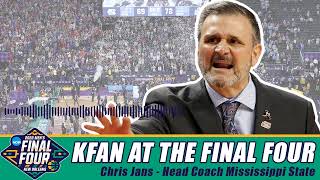 Mississippi State head coach Chris Jans joins Aj Mansour at the 2022 Final Four