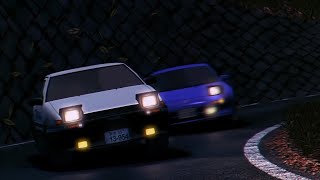 Initial D- AE86 vs MR2 Battle Scene