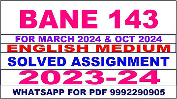 bane 143 solved assignment 2023-24 | bane 143 solved assignment in english 2024 | bane 143 2024