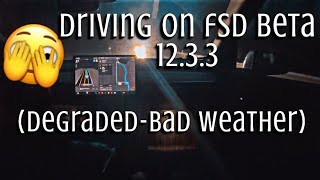 Tesla|FSD Beta 12.3.3|FSD DEGRADED! (Bad Weather Conditions)