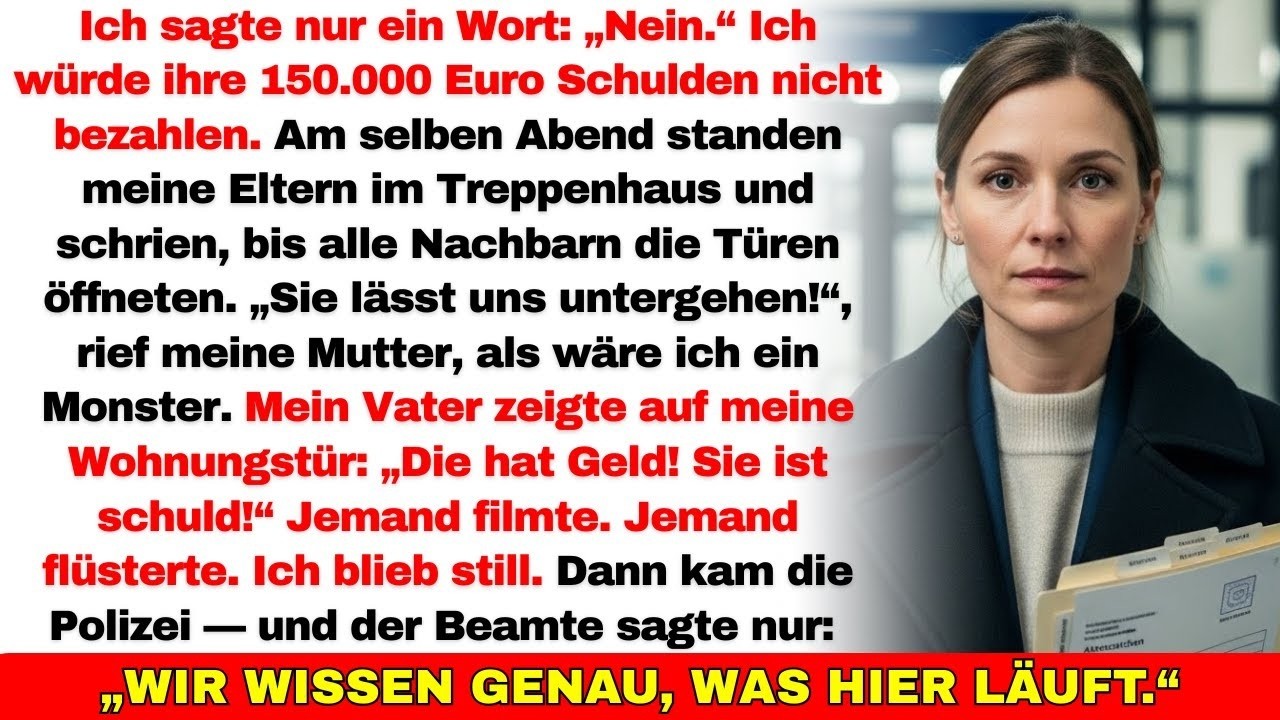 Ich weigerte mich, die 150.000€-Schulden zu zahlen—da stellten mich meine Eltern im Treppenhaus bloß