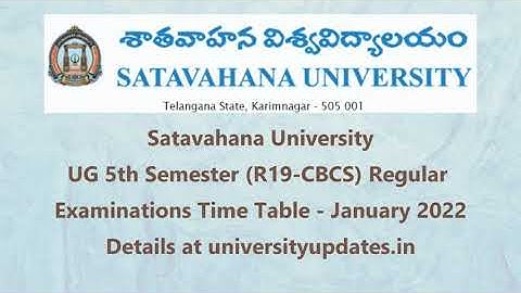 Satavahana University UG 5th Semester (R19-CBCS) Regular Examinations Time Table - January 2022