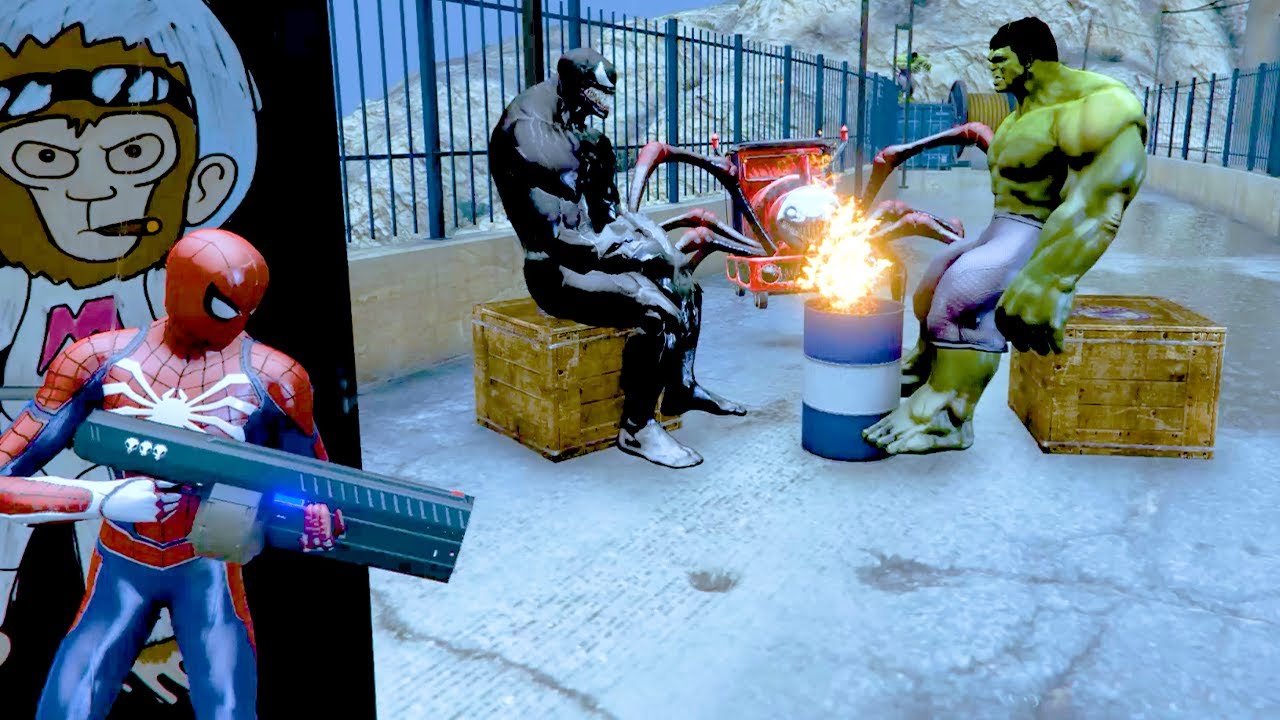 Gta 5 red spiderman vs hulks funny Ragdoll