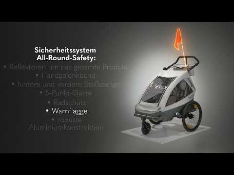 Велосипедный прицеп для детей с функцией коляски Lionelo CAMA GREY STONE, видео 2