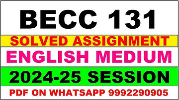 becc 131 solved assignment 2024-25 | becc 131 solved assignment in english 2025 | becc 131 2024-25