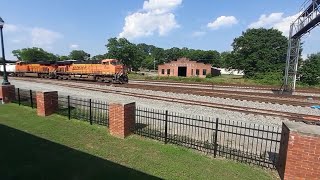 All BNSF  power  leads NS mixed  freight  train in  Dalton  Ga