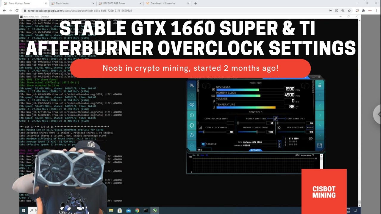 Crypto Mining in 2021 NVIDIA GTX 1660 SUPER & TI MOST STABLE OVER CLOCK