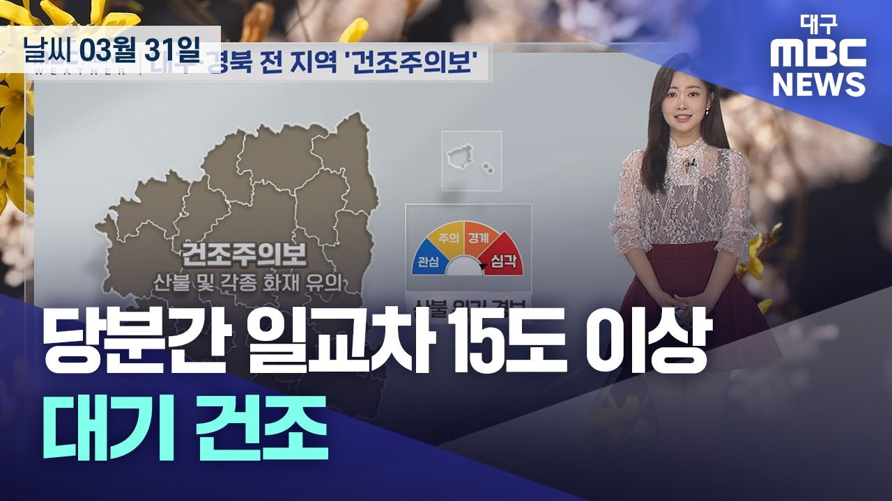 당분간 일교차 15도 이상···대기 건조 (2025.03.31 날씨)｜대구MBC
