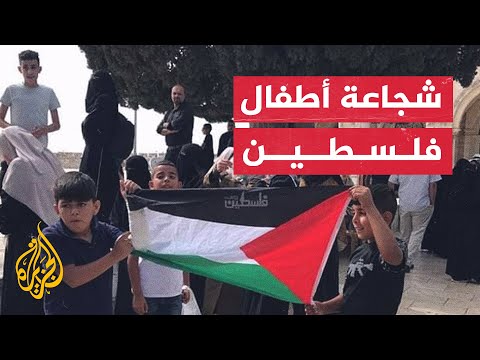 شاهد | طفلان يرفعان علم فلسطين تزامناً مع اقتحام المستوطنين للأقصى
